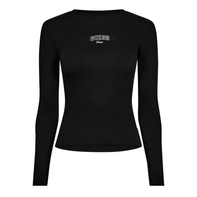Guess Womens Embro SlimT Long Sleeve T-Shirt Black female 8 (XS)