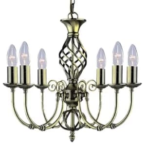 Zanzibar 6 Light Multi Arm Ceiling Pendant Antique Brass, E14