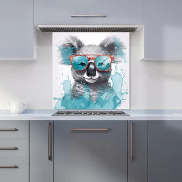 Warren Reed - Designer Panda With Blue Glasses Splashart Tea Towel Blue Unisex