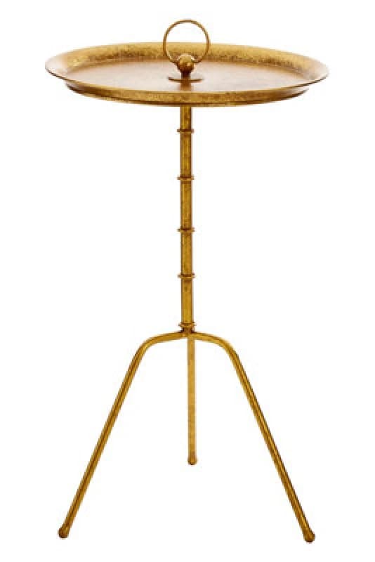 Premier Housewares Gold Finish Small Accent Table, Elegant Side Table By Couch For Livingroom, Distressed Small Lounge Table Gold