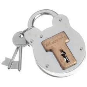 Master Lock Old English Padlock 50mm Zinc plated steel body, hardened steel shackle