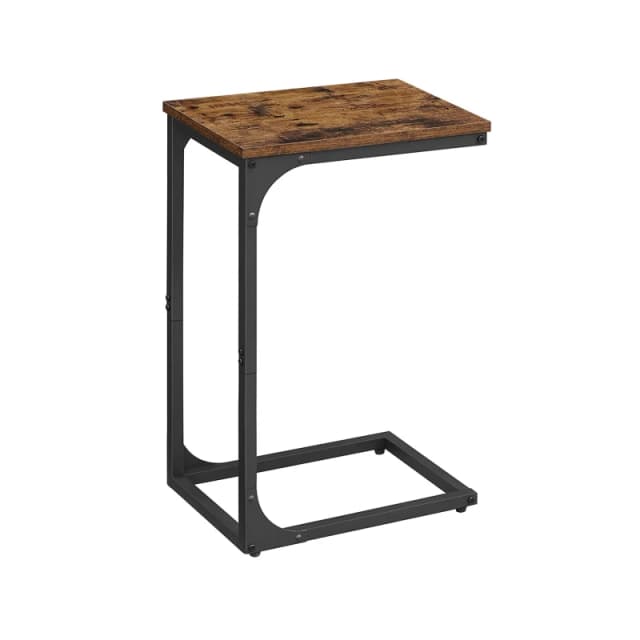 VASAGLE Slim C-Shaped Side Table, Rustic Brown + Black / 1 Rustic Brown + Black