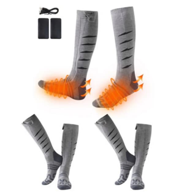 Ezysleep Ezysleep 2 Pairs of Rechargeable Heated Socks in Silver Silver One Size Unisex 5034567875783
