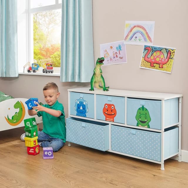 Liberty House Toys Kids Dinosaur 5 Drawer Storage Chest 5L-206-DIA
