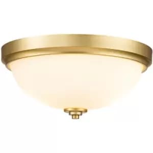 Elstead Feiss Malibu Bowl Semi Flush Ceiling Light Brushed Brass, IP44