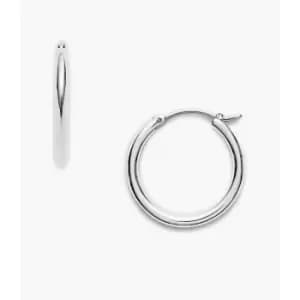 Fossil Womens Stainless Steel Hoops - Silver