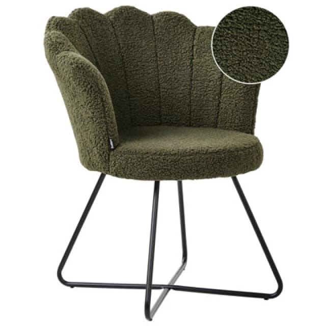 Beliani Armchair Lovelock Boucle Dark Green