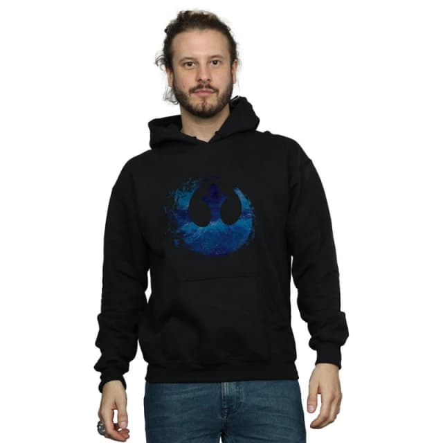 Disney Men Star Wars The Rise Of Skywalker Resistance Symbol Wave Hoodie in Black Size: Small Black S Male 5059400287998