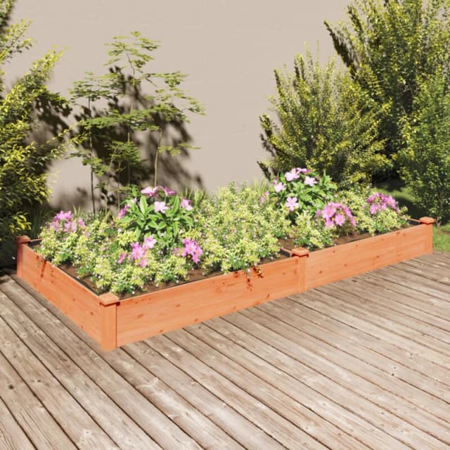 VIDAXL Garden Raised Bed with Liner Brown 240x120x25cm Solid Wood Fir Vidaxl 8720845824303