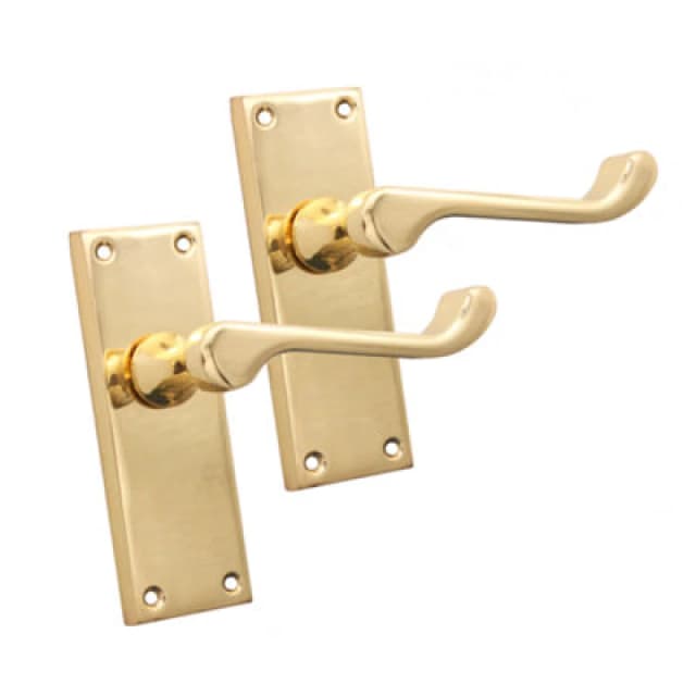 Spira Brass Victorian Scroll Latch Lever Handle 115mm Polished Brass