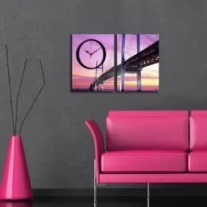 2P3040CS-143 Multicolor Decorative Canvas Wall Clock (2 Pieces)