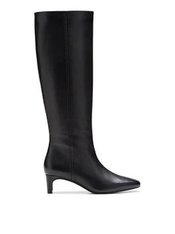 Clarks Edina Tall Black Leather Knee High Boots Black