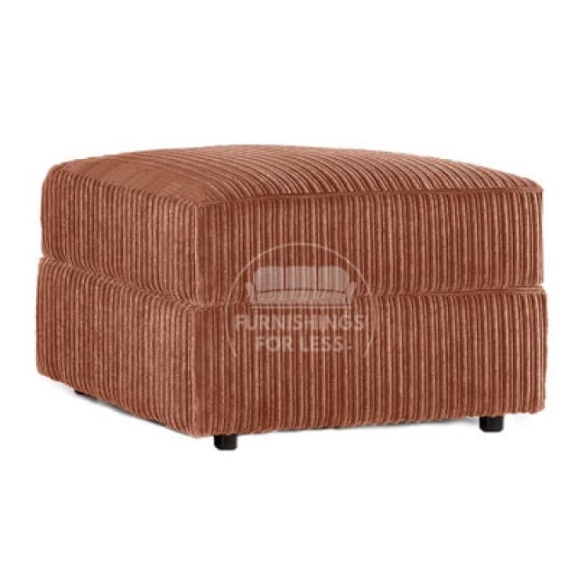 Furnishings For Less UK Luxor Delta Ferguson Orange Fabric Soft Jumbo Cord Footstool