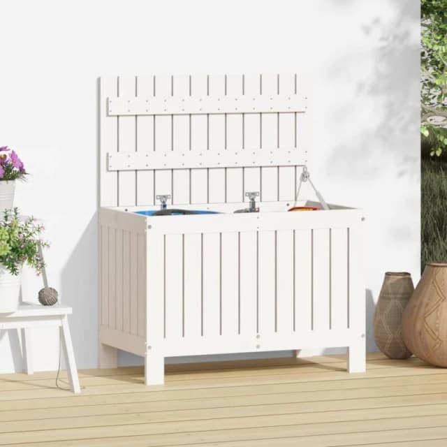 vidaXL Garden Storage Box White 76x42.5x54cm Solid Wood Pine, White 836145