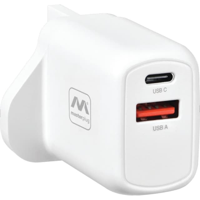 Masterplug Masterplug Charger Plug USB A & C Ports White unisex N/A