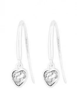 Simply Silver Sterling Silver Clear Heart Drop Earrings Made With Swarovski Crystals