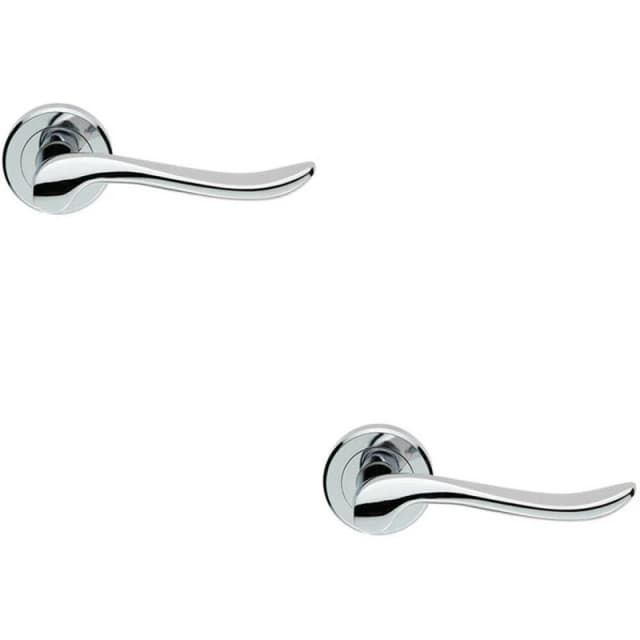Loops 2x PAIR Scroll Shaped Lever Handle on Round Rose Concealed Fix Polished Chrome Multi