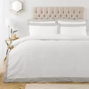 Harvard 200TC Oxford Border Duvet Cover Set Grey