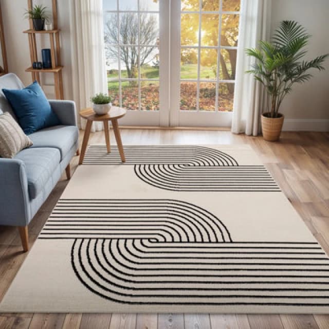 Livabliss Scandi Modern Beige Constance Area Rug 130 X 170 Cm - Easy Care, Non Shedding, Ideal For Living Room & Bedroom