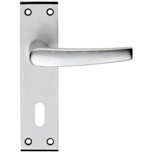 Loops PAIR Straight Lever on Lock Backplate Door Handle 152 x 38mm Satin Aluminium Multi