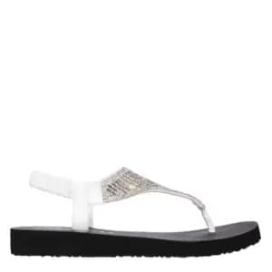 Skechers Rhinestone Sling Back Thong - White
