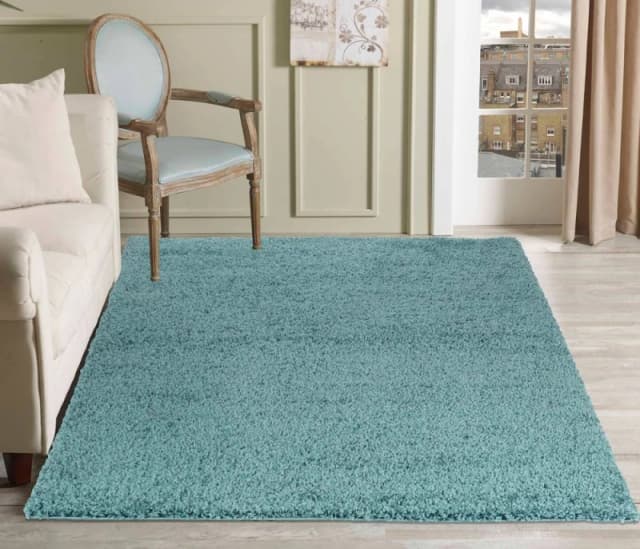 Desire Rugs Plain Living Room Shaggy Area Rugs Duckegg 200X290 Cm