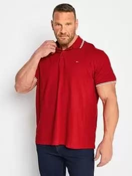 BadRhino Tipped Polo - Red, Size L, Men