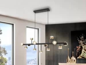 Altais Ii Pendant Light Straight Bar, Matt Black, Gold