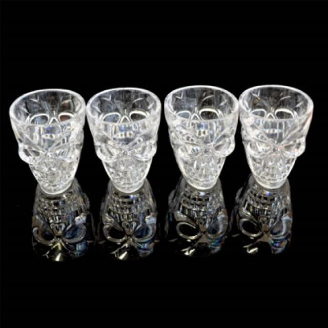 Shatchi 4Pcs Halloween 3D Skull Shot Glasses - Clear 55ml Tableware for Striking Decor Clear unisex
