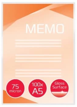 GBC Document Pouch Gloss A5 75 micron PK100