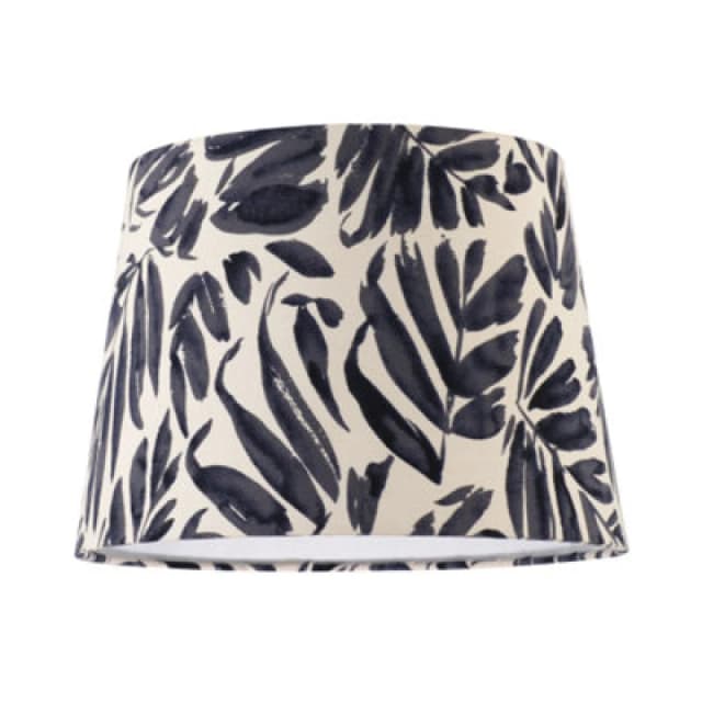 Happy Homewares Midnight Blue Palm Leaf Themed 25Cm Drum Lampshade With Fabric Lining