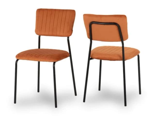 Seconique Sheldon Set of 4 Burnt Orange Velvet Dining Chairs