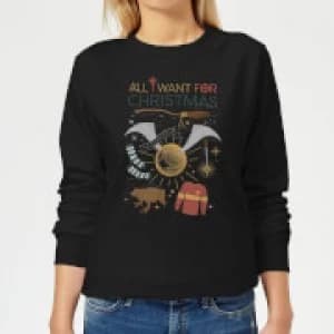 Harry Potter All I Want Womens Christmas Sweatshirt - Black