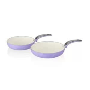 Swan Retro 2 Piece Frying Pan Set - Purple