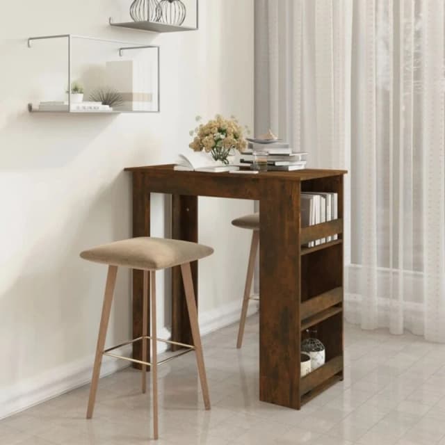 VIDAXL Vidaxl - Bar Table with Storage Rack Smoked Oak 102x50x103.5cm Engineered Wood 8720286836507