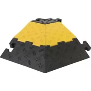 Cable bridge, medium, angled piece, right, LxWxH 590 x 570 x 50 mm, black