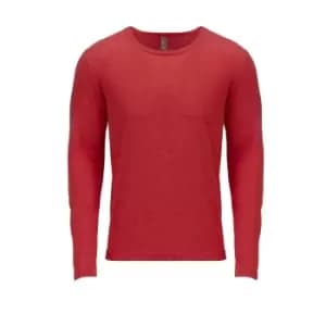 Next Level Adults Unisex Long Sleeve Tri-Blend Crew T-Shirt (L) (Vintage Red)