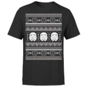 Star Wars Christmas Stormtrooper Knit Black T-Shirt - L - Black
