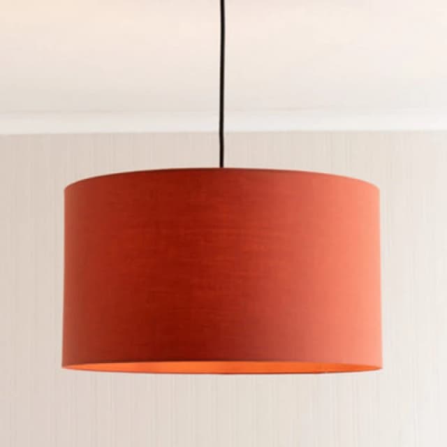 ValueLights ValueLights Reni Rust Red Fabric Easy Fit Drum Ceiling Lamp Shade with LED Bulb in Burnt Orange Size: Large Burnt Orange Large Unisex 50