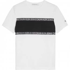 Calvin Klein Logo Tape T Shirt - White YAF