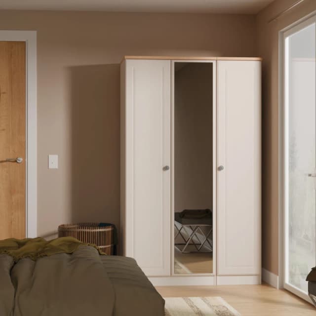 Ready Assembled 2 U Surrey Triple Mirror Wardrobe (Ready Assembled) in Taupe Size: Large Taupe Unisex Large