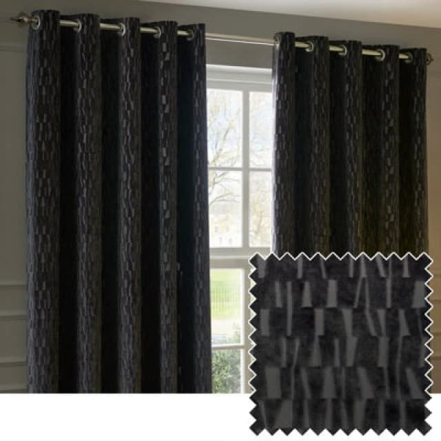 Paoletti Paoletti Manhattan Velvet Eyelet Curtain Pair in Charcoal Size: 117cm width x 137cm drop Charcoal 117cm width x 137cm drop Unisex 502553236