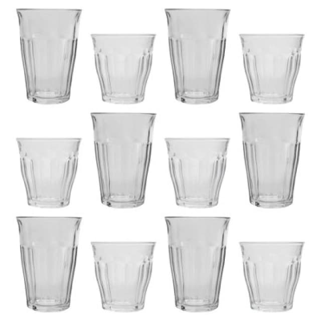 Duralex 12Pc Picardie Highball Glasses & Tumblers Set - Clear