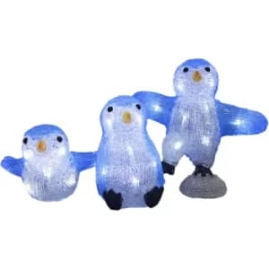LED Lights Christmas Acrylic Decoration Indoor Xmas String Holiday Battery Operated Penguin Family