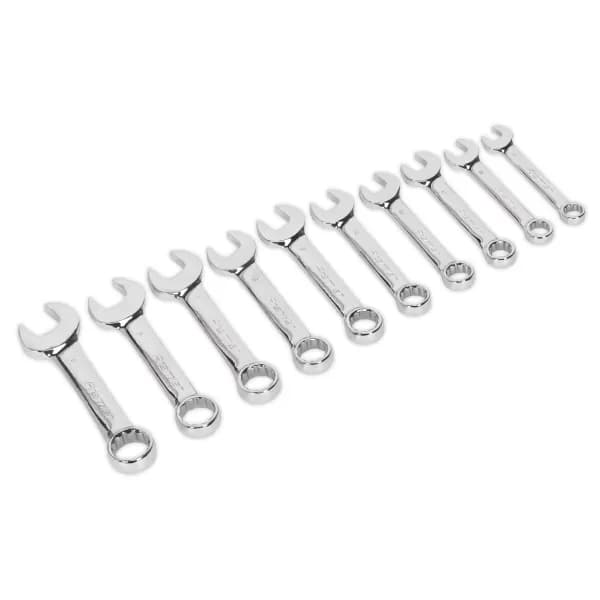 Genuine SEALEY AK633 Combination Spanner Set 10pc Stubby Metric