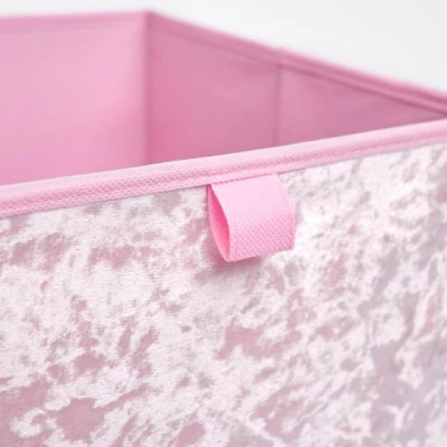 OHS OHS Pair of 2 Crushed Velvet Stylish Folding Storage Box Cube in Baby Pink Baby Pink One Size Unisex 5027434143160