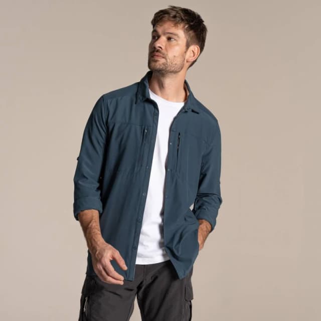 Craghoppers Mens Nosilife Pro' Long Sleeve Shirt in Blue Size: Small Blue Male S