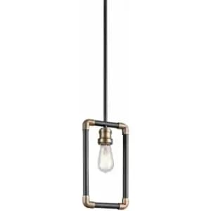 1 Bulb Ceiling Pendant Light Fitting Black and Natural Brass LED E27 60W Bulb