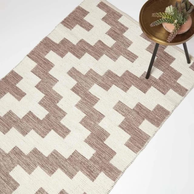 Homescapes Malina Brown & Natural Kilim Cotton Rug Natural
