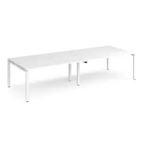 Bench Desk 4 Person Rectangular Desks 2800mm White Tops With White Frames 1200mm Depth Adapt